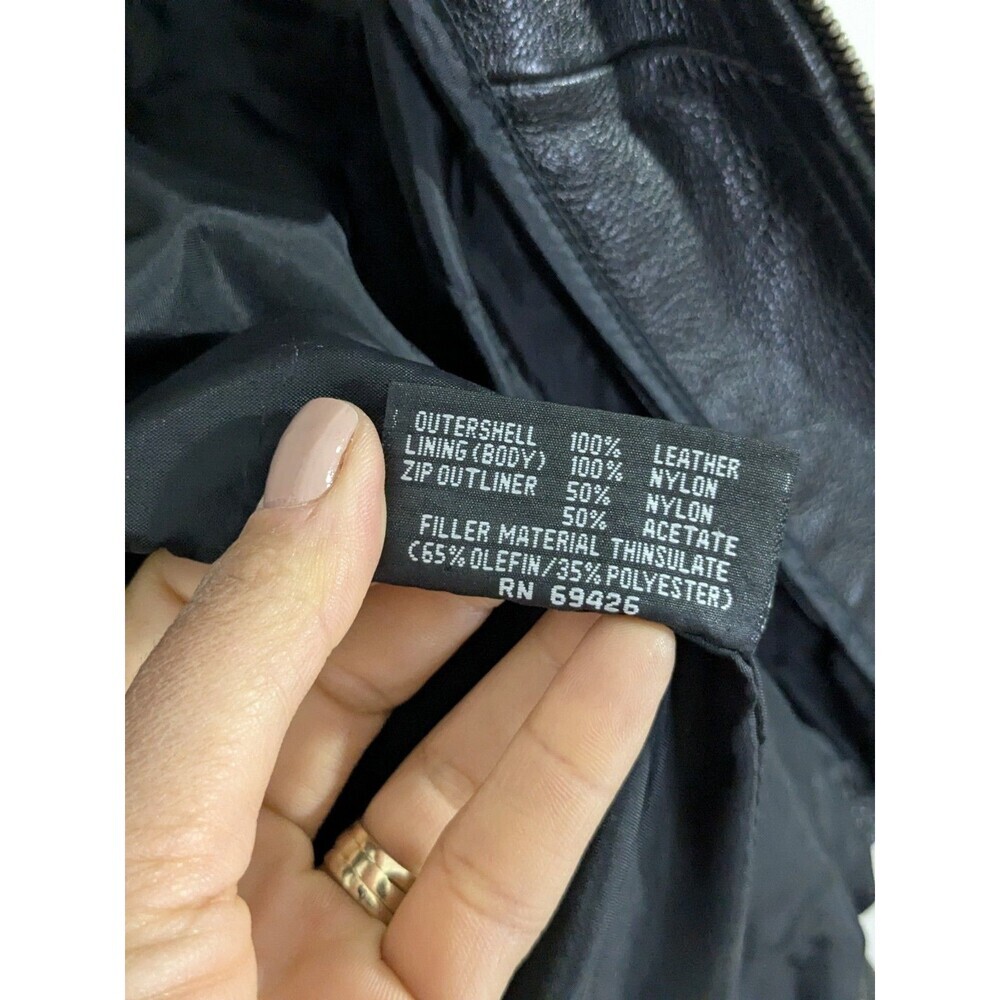 Vintage Wilsons Leather Men's M Motorcycle Jacket Black Leather Cafe Racer Zip - Picture 15 of 16